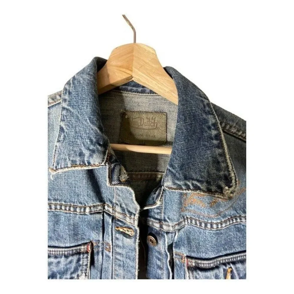 Von Dutch Jean Denim Jacket Woman’s Size M Garage Y2K - Picture 6 of 12